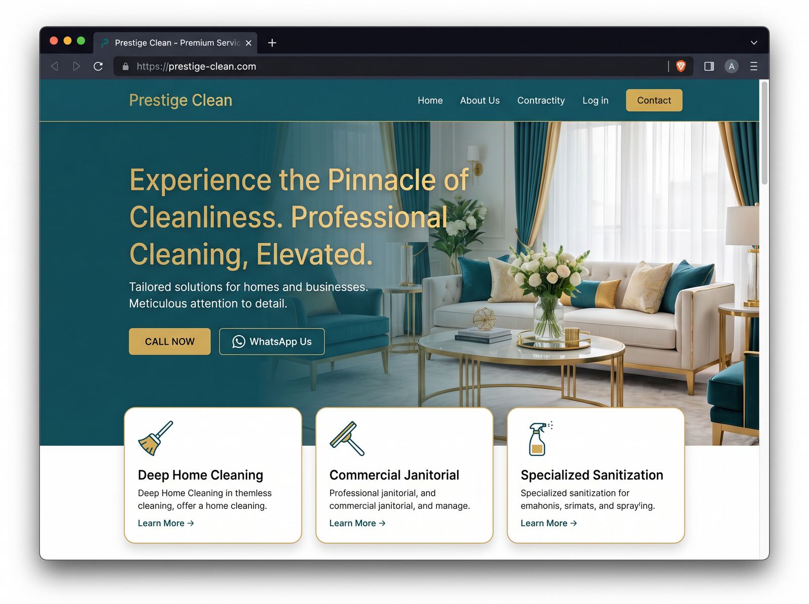 Cleaning business website example
